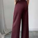 LETSVDO Women's Straight Leg Dress Pants High Waisted Belted Pleated Wide Leg Slacks Trousers(for Work,Business,Office) (Purple, XXXL)