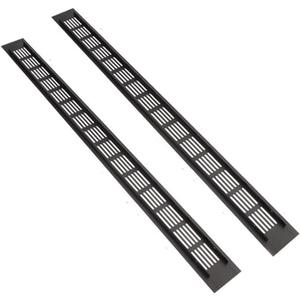 2 Pcs Black Air Vent Grille Cover 600mm x 80mm Aluminum Alloy Kitchen Air Vent Cover Cupboard Vents 24 x 3 Inch Fridge Vent Louvred Wall Vent Grille Ventilation Cover