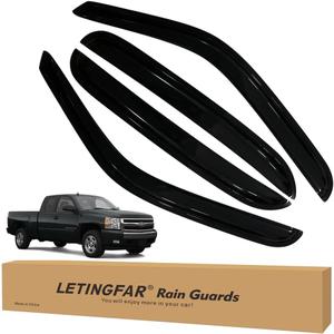 Tape-on Rain Guards for 2001-2007 Chevy Silverado/GMC Sierra 1500 Crew Cab, for 2001-2007 Silverado/Sierra 1500 Crew Cab AccessoriesSide Vent Visors Shades Window Deflectors for Silverado/Sierra