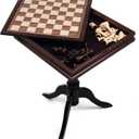 Hey! Play! Deluxe Chess & Backgammon Table by Trademark Games, Brown/White/Tan, 27x18.125x18.125