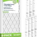Future Way 10x20x1 Air Filters, 8-Pack with Reusable Frame, MERV 11, MPR 1000 AC Furnace Filters, Space Saving & Cost-effective