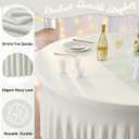 Outpain 6 Pack Spandex Ivory Round Tablecloths for 60in Tables, 120Inch Stretchy Fitted 5FT Round Table Clothes,Wrinkle Free Table Cover with Skirt for Wedding Party Dining Banquet