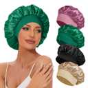 4Pcs Silk Bonnet for Sleeping Women, Satin Bonnet with Wide Band, Soft Hair Bonnet for Curly Hair Braids Natural Hair