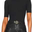 BONITEE Women Bodysuit Tops Summer Half Sleeve Bodysuit Shirts 2025 Trendy Casual Ribbed Slim Fit Round Neck Jumpsuit Blouses (Medium, 01_black)