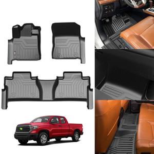 KUST Floor Mats for 2014-2021 Toyota Tundra Double Cab/Crew Max Cab, All Weather TPE Rubber Floor Liners for Tundra Accessories Front Rear 2 Row High Side