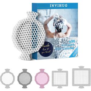 INVIHUG Disposable Shower Drain Hair Catcher Mesh Stickers, 50 Pack, Hair Catcher for Shower (White, 50 Pcs) NRHC-01 (3.5inch-50)