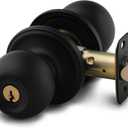 Copper Creek Entry Door Knob  Keyed Entry Handle with Lock and Key, ANSI Grade-3 Certified, DIY-Friendly Install for Interior and Exterior Entrance Doors  Matte Black (1 Pack)