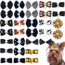 30PCS/15PAIRS Black Dog Hair Bows with Rubber Bands Puppy Hair Bowknot Top Knot Elastic for Girl Female Doggy Cat Rabbit Poodle Pet Animal Grooming Accessories Attachment