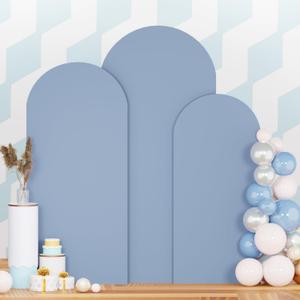 Set of 3 Wedding Arch Cover 6ft 6.6ft 7.2ft Dusty Blue Arch Cover Chiara Backdrop Cover Spandex Fitted Arch Stand Cover Balloon Arch Covers Stretchy Backdrop for Baby Shower Party Ceremony