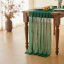 3 Pack Dark Green Cheesecloth Table Runner 35x120 Inch Long Romantic Table Runner for Wedding Bridal Shower Birthday Party Spring Easter Holiday Home Decorations Emerald Green (Dark Green, 3 Pack)