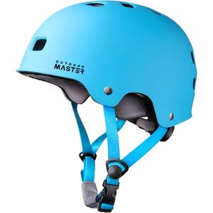 OutdoorMaster Skateboard Cycling Helmet - Two Removable Liners Ventilation Multi-Sport Scooter Roller Skate Inline Skating Rollerblading for Kids, Youth & Adults (Medium, Blue)