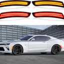 Bestview 4PCS LED Side Marker Lights for Chevrolet Camaro 2016-2023: Amber Front & Red Rear Fender Side Marker, Smoked Lens Bumper Marker Lamps, Waterproof Driver & Passenger Side Bumper Lights