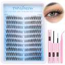 TNFVLONEINS Wispy Lash Extension Kit Left & Right Eyelash Extension Kit Natural Lash Clusters Kit 180Pcs Cluster Eyelash Extensions Kit C Curl Individual Lashes with Bond and Seal and Tweezers