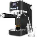 Espresso Machine 20 Bar Temperature Time LED Display Espresso Maker with Adjustable Extraction Temperature Stainless Steel Coffee Machine with Powerful Steam Wand for Cappuccino Latte,Black