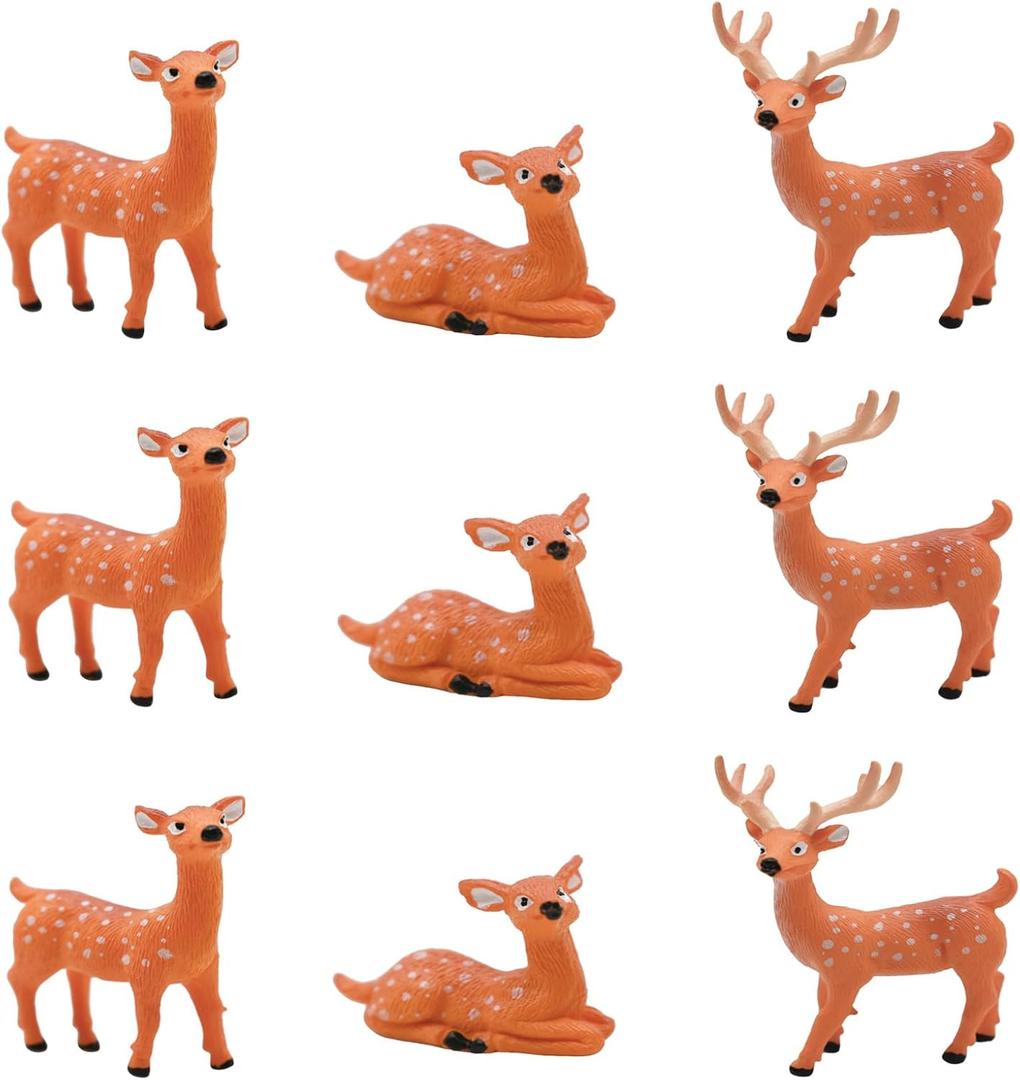 9Pcs Mini Sika Deer Figurines Miniature Forest Deer Family Figures Set Plastic Cake Toppers for DIY Moss Succulent Lansacpe Terrarium Birthday Party Home Decors 9Pcs Mini Sika Deer Figurines Miniature Forest Deer Family Figures Set Plastic Cake Toppers for DIY Moss Succulent Lansacpe Terrarium Birthday Party Home Decors