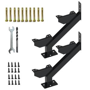 2 Pack Steel Stair Stringer, 2 Steps Stair Riser, Outdoor Metal Step Stringers for 14.8 Inch Height Deck.