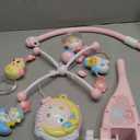 BOBXIN Baby Musical Crib Mobile for Bassinet with Projector and Night Light,150 Music,Timing Function,Take Along Mobile Musical Box and Rattle,Toy for Newborn Girls Boys (pink)