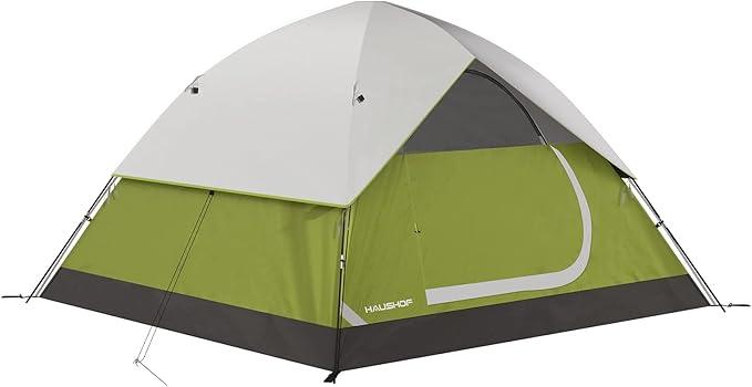 HAUSHOF 2-Person Family Dome Tent with Removable Rain-Fly, Easy Set Up Portable Camping Tent for Backpacking Hiking Backyard Outdoor, Green