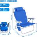 SUNNYFEEL Low Beach Chair 2 Pack, 5-Position Lay Flat Reclining, Backpack Portable Folding Chairs with Cooler Bag & Cup Holder, Heavy Duty 350 LBS, Compact for Beach, Camping, Travel