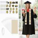 FunooFuno 106 Pcs Graduation Money Lei Making Kit Clear Money Sleeves Cash Bags and Grad Stickers Class of 2026 Cash Gifts Necklaces for College High School Congrats Grad Party Supplies