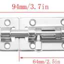 2 x CHENJIN 316 Stainless Steel Door Window Pin Buckle with 6 Screws 3.7 Inch Pull Out Latch Marine Door Pin Buckle Slide Latch for Bathroom Kitchen Door Bedroom Balcony Storage Room
