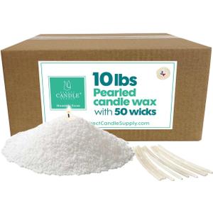 Snow Pearled Candle with Wicks | Sand Candle Wax kit | 10lbs of Candle Sand with 50 Wicks Included | Unscented Powder Candles for Candle Making, Weddings, and Parties