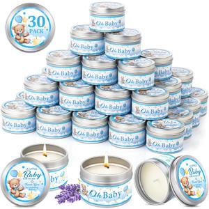VISCOO 30 Pack Baby Shower Party Favors Candles Lavender Scented, Baby Shower Favors for Guests Prizes, Girl Boy Gender Reveal Party Gifts Decorations (1.2 Oz, Blue)