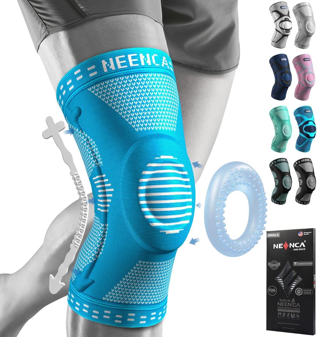 NEENCA Professional Knee Brace for Women/Men, Knee Support with Patella Pad & Side Stabilizers, Compression Knee Sleeve for Knee Joint Pain, Meniscus Tear, ACL, PCL, Runner, Workout - FSA/HSA Approved (XXX-Large, Gem-Blue)