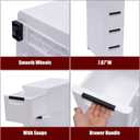 5 Drawers Narrow Slim Plastic Storage Cabinet,Storage Drawer with 4 Wheels,5 Tier Drawers Dresser,White