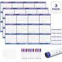 3pcs 32" x 48" 2026 Wall Calendar Dry Erase - Large Starry Sky Calendar Wet & Dry Erasable Laminated 12 Month Annual Yearly Planner, Reversible, Horizontal/Vertical (2026 Wall Calendar)
