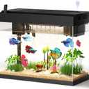 Fish Tank with Desktop Humidifier, 2.38 Gallon Quiet Eco Aquarium,Smart Touch LED Light & Temperature Display, Glass Mini Fish Tank
