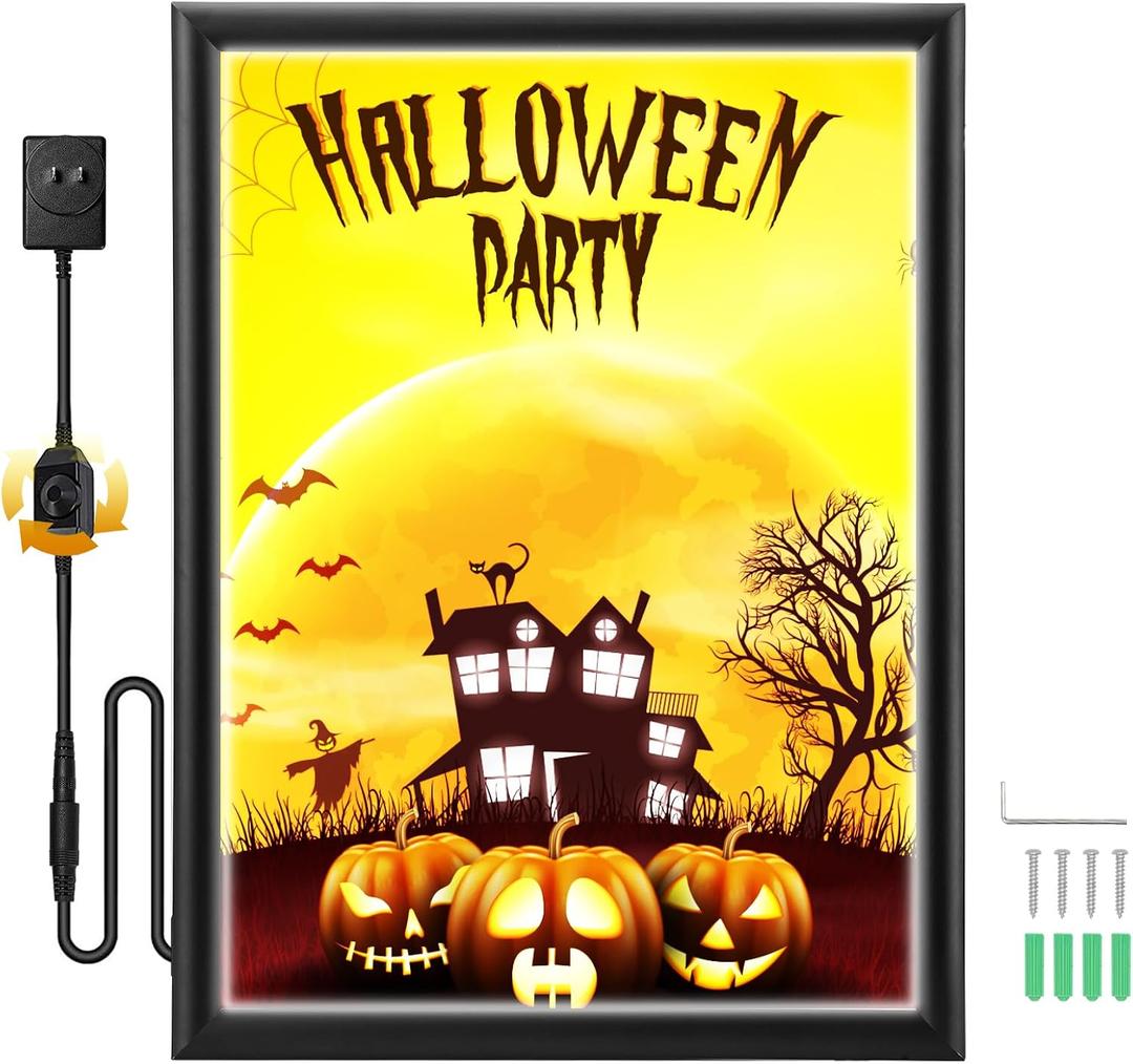 LED Poster Frame 27"×40" Snap Frame with Dimmer Switch Illuminated Backlit Movie Poster Frame in Black Adjustable Brightness Gift for Chrismas Decorations Home Theater Advertisement