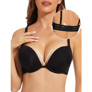 Push Up Padded Bra Plunge T-Shirt Bras for Women Add 2 Cup Sizes 
42C