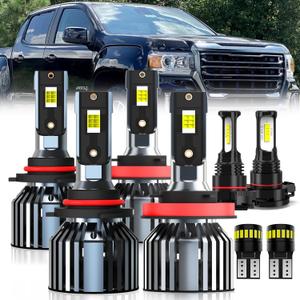 For 2015-2021 GMC Canyon light Bulbs, 9005 High Beam H11 Low Beam H16 Fog Light License Plate Lights Combo, 8PCS