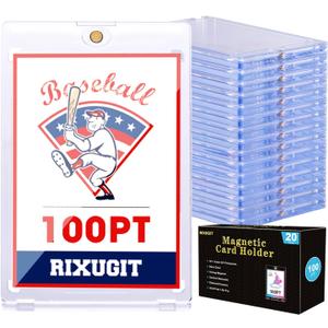 20-Pack One Touch Magnetic Card-Holder - 100pt Magnetic Baseball Card Holders, Trading Card Holder, UV Protection Sports Card Protectors, Magnet Case Fit for Standard Cards Storage and Display