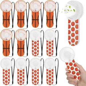 WILLBOND 12 Pcs Basketball Party Favors Mini Handheld Fan Bulk Small Portable Fans with Lanyard for Basketball Goodie Bags Stuffers Team Gift Party Decorations Outdoor Sport, Battery Not Include
