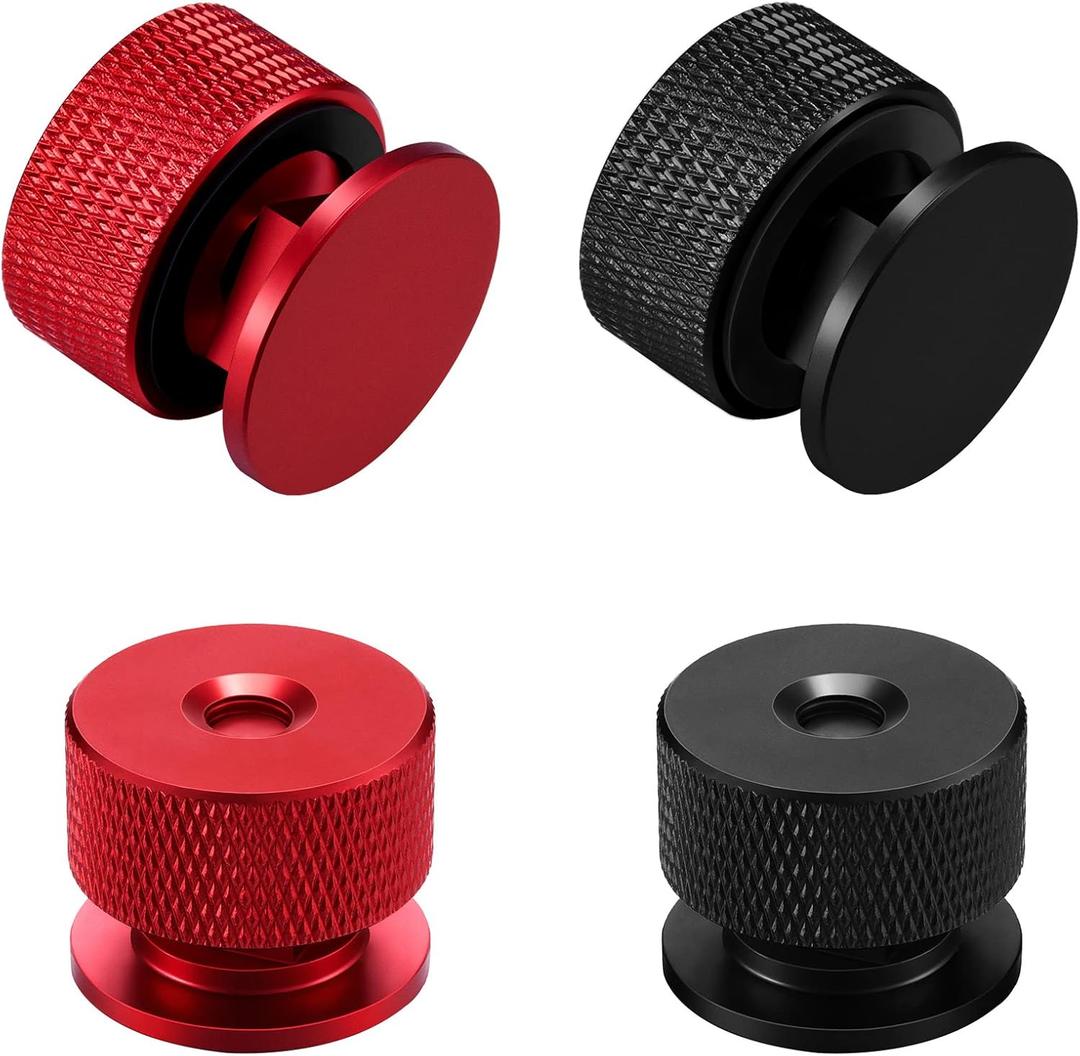 2 Pairs Welding Hood Helmet Fasteners Aluminum Welding Hood Headgear Pipeliner Pancake Sugar Scoop Welding Hood Replacement Parts Accessories with Non Slip Silicone Washer, Black and Red