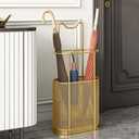 Metal Umbrella Holder Stand,Metal Umbrella Stand for Entryway, Stand Cane Holder with Drip Tray, Umbrella Rack Storage Bin Freestanding,Gold