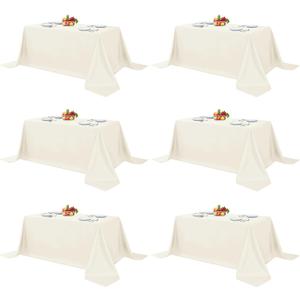 Fitable Elegant Rectangle Table Clothes, 6 Pack - 90 x 132 Inch, Ivory - Reusable and Washable Tablecloths, Polyester Fabric Table Covers for Wedding, Party, Banquet, Formal Events