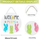 5 x Easter Welcome Wreath, Cute Bunny Happy Easter Signs for Front Door, Wooden Decorations Home Decor Porch Window Wall Farmhouse Indoor Outdoor