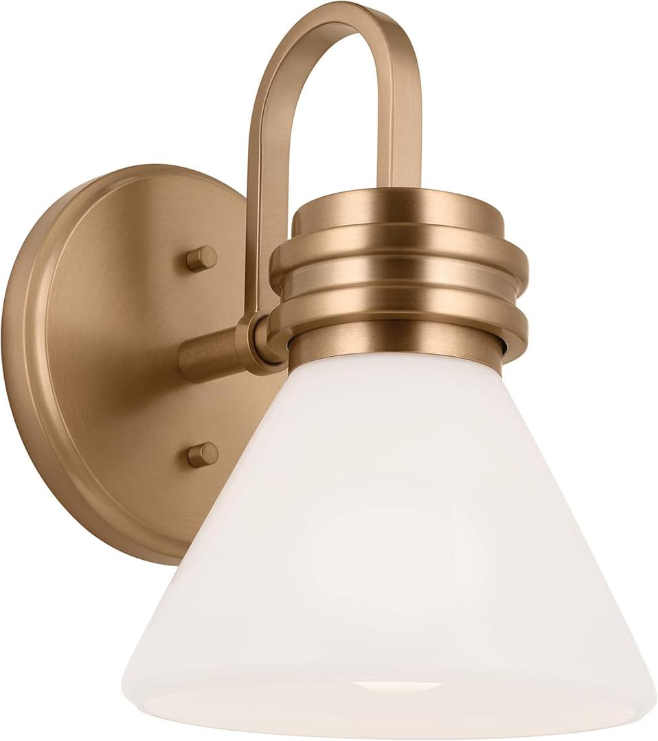 Kichler Farum 9.5 Inch 1 Light Wall Sconce with Opal Glass in Champagne Bronze (1 Light, Champagne Bronze)