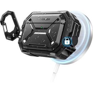 MOBOSI for AirPods Pro 3 Case [IP68 Waterproof Case for iPods Pro 3&Compatible with MagSafe] Military Grade Protective Earpods Pro3 Cover with Secure Lock, Keychain & Phone Stand (2025),Black