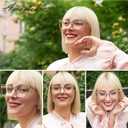 AMOMOMA Trendy TR90 Oversized Blue Light Reading Glasses Women,Stylish Square Cat Eye Glasses AM6031 1.75