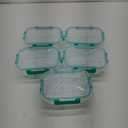 KOMUEE Glass Meal Prep Containers 3 Compartments, 5 Pack 36 oz, Glass Food Storage Containers with Lids, Airtight Lunch Bento Box, Portion Control, Freezer and Microwave Safe, Green