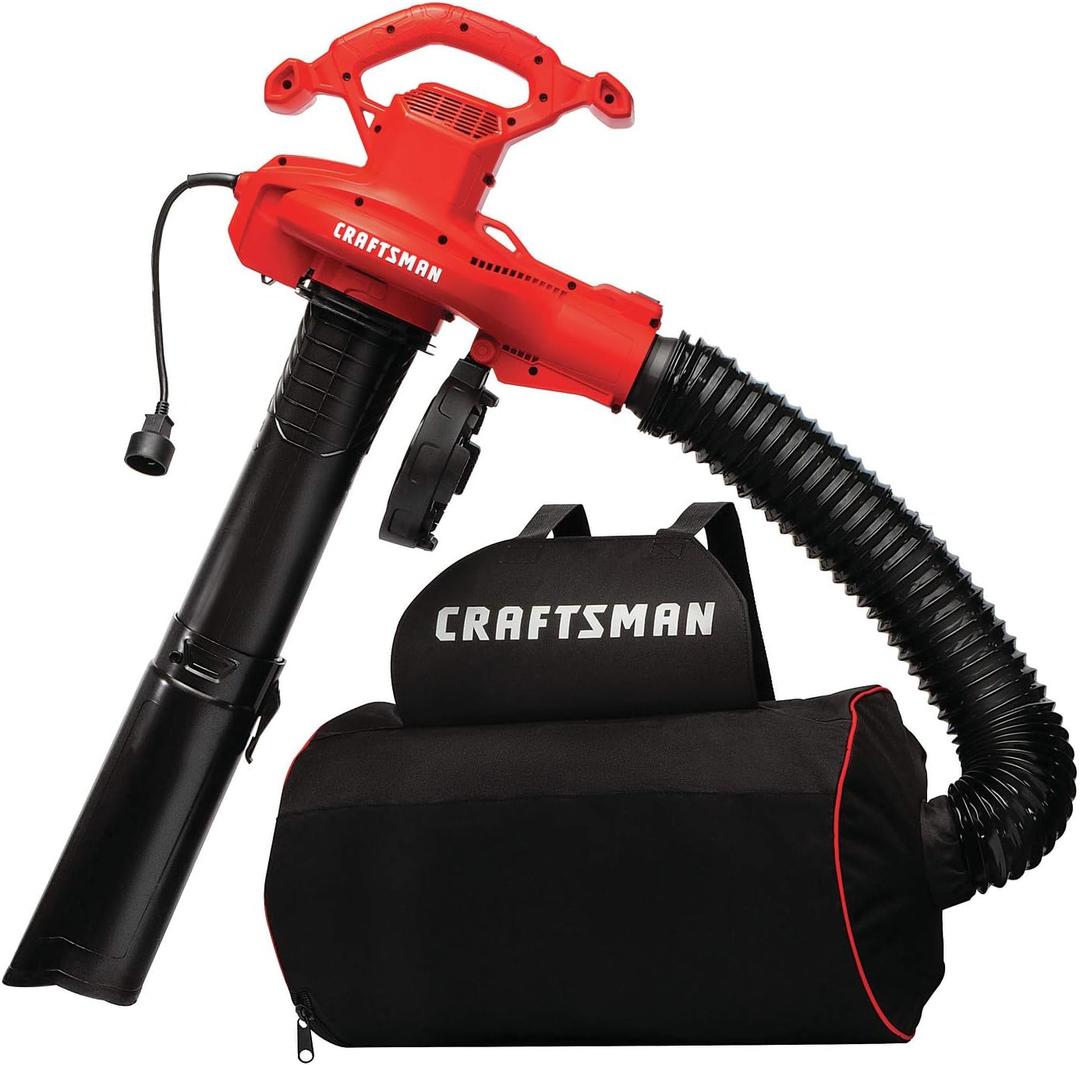 CRAFTSMAN 3-in-1 Leaf Blower, Vacuum and Mulcher, Backpack Blower Up to 260 MPH, 12 Amp, Corded Electric Leaf Collector (CMEBL7000)