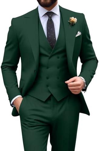 Mens Suit Slim Fit 3 Piece Double Breasted Suit Men Formal Tuxedo Set Casual Wedding Prom Groom Suits. size xxxl