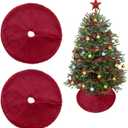 2 Pcs Christmas Tree Skirt 15 Inch Mini Xmas Tree Skirt Wine Red Faux Fur Plush Velvet Skirt for Christmas Tree Decorations