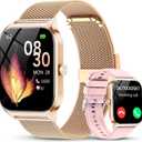 CASCHO Smart Watches for Women (Android/iOS), 1.85" HD Smart Watch with Calls/Messages/AI Voice Control, Sleep/Heart Rate Monitor,120+ Sports Modes Fitness Tracker Watch, Rose Gold with 2 Bands