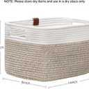 UBBCARE 4 Pack Baskets for Organizing, Woven Storage Baskets with Label for Toys and Towel, Rectangle Cotton Rope Basket with Handles, 14''L x9''W x8''H, White&Brown