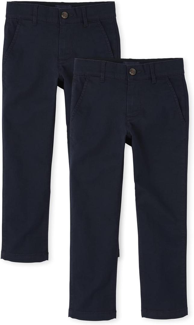 The Children's Place Stretch Straight Chino Pants,multipacks (New Navy 2 Pack)